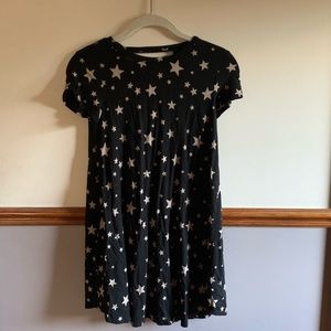Girls Starry Black T-shirt Dress